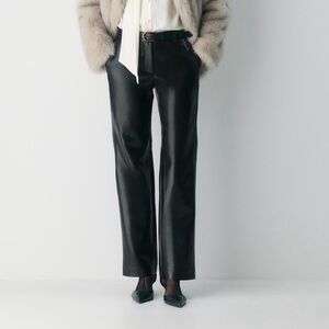 Aritzia Wilfred Black Faux Leather Pants